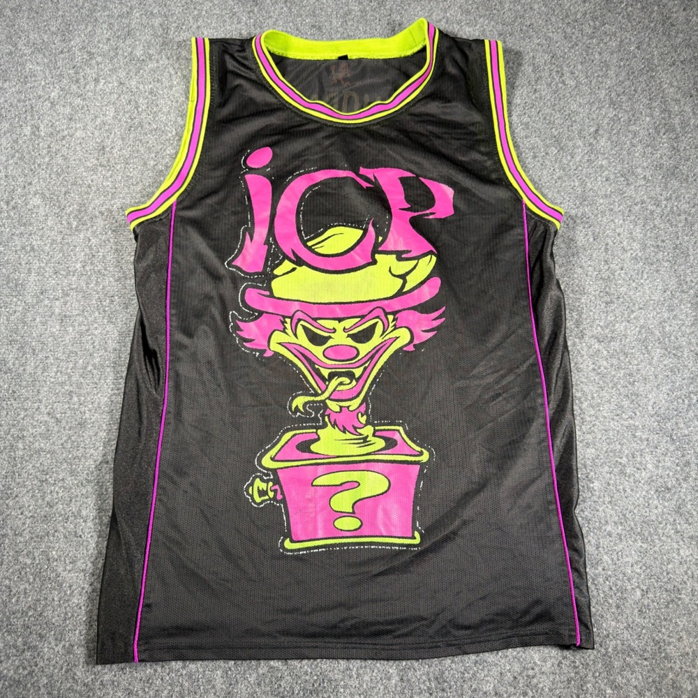 ICP Psychopathic Records Basketball Jersey Mens Large Black Neon Vintage Juggalo